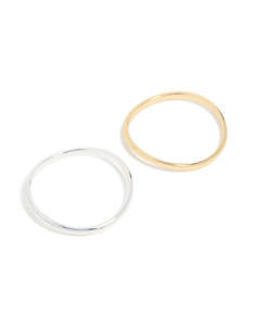 Bangles: Mixed Metal Plated Wavy Bangles 2 Pack