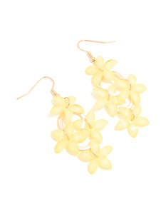 Gold Earrings: Gold Flowers Drop Earrings