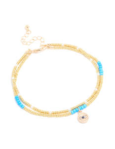 Anklets: Gold Evil Eye Charm Anklet