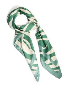 Green: Green & White Boho Lined Fabric Scarf
