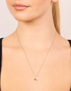 Gold Plated Sterling Silver Bubble Letter M Necklace