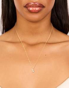 Gold Plated Sterling Silver Bubble Letter S Necklace