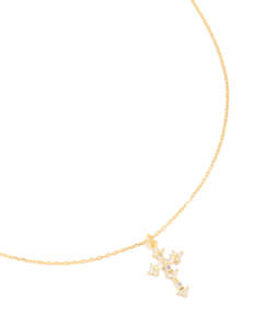 Gold Plated Sterling Silver Cubic Zirconia Cross Necklace