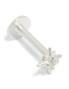 Sterling Silver Cubic Zirconia Starburst Single Flat Back Stud