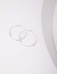 Sterling Silver 25mm Texture Hoop Earrings