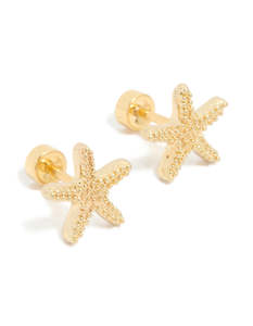 Star Earrings: Kids Gold Plated Surgical Steel Starfish Stud Earrings