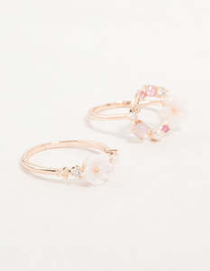Rose Gold: Rose Gold Flower & Circle Cubic Zirconia Rings 2-Pack