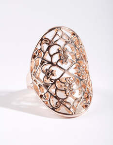 Rose Gold: Rose Gold Filigree Shield Ring