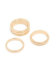 Bands: Gold Twisted & Thick Band Rings 3-Pack