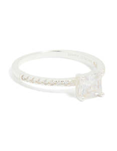 Bands: Sterling Silver Square Cubic Zirconia Pave Band Ring