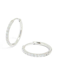 Surgical Steel Cubic Zirconia Classic Hoop Earrings 12 MM