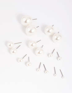 Silver Pearl Stud 8-Pack