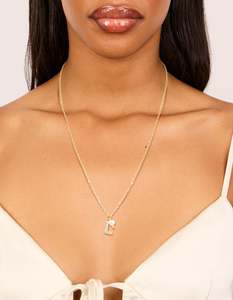 Gold Plated Cubic Zirconia & Pearl Letter L Necklace