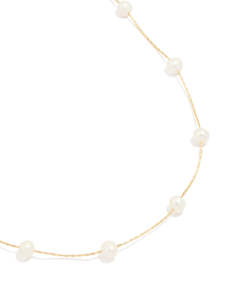 Gold Plated Freshwater Pearl Station Necklace
