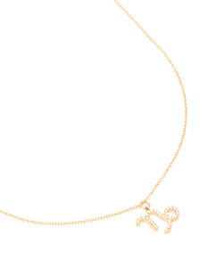Waterproof Gold Plated Stainless Steel Cubic Zirconia Capricorn Zodiac Sign Necklace