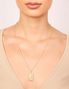 Waterproof Gold Plated Stainless Steel Evil Eye Tab Necklace