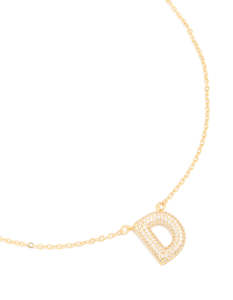 Gold Necklaces: Gold Plated Cubic Zirconia Pave Letter D Necklace