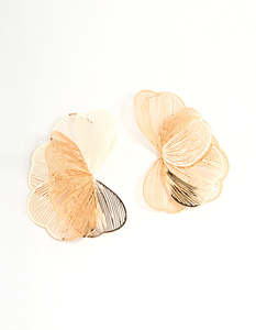 Gold Wire Petal Stud Earrings