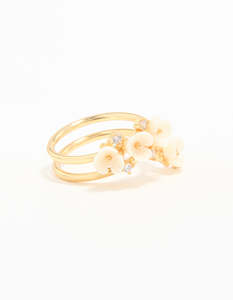 White: Gold Plated Cubic Zirconia Flower Wrap Ring