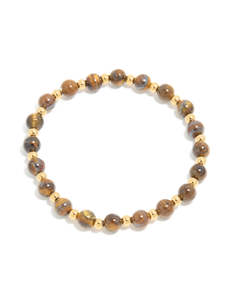 Waterproof Gold Plated Stainless Steel Tiger's Eye Semi Precious Stone Bead&hellip;