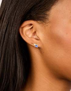 Waterproof Gold Plated Stainless Steel December Cubic Zirconia Birthstone Duo Stud Earrings