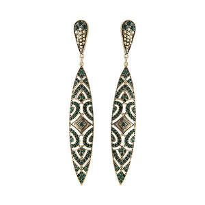 Statement Earrings: Emerald Deco Shield Earrings