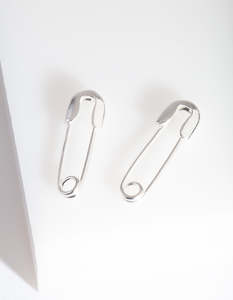 Statement Earrings: Sterling Silver Safety Pin Earrings