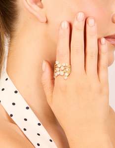 Gold Plated Multi Cubic Zirconia Open Ring