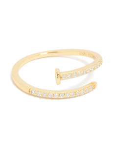 Sterling Silver Rings: Gold Plated Sterling Silver Adjustable Nail Ring