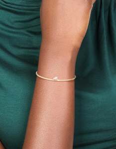 Bangles: Gold Plated Cubic Zirconia Teardrop Toggle Bangle Bracelet