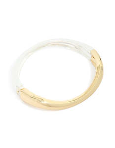 Bangles: Mixed Metal Plated Half Curved Hinged Bangle
