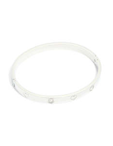 Waterproof Stainless Steel Cubic Zirconia Heart Bangle