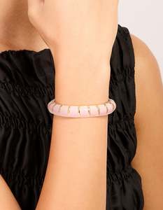 Bangles: Gold Pink Enamel Stripe Bangle