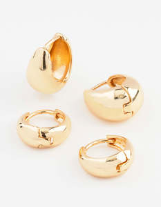 Gold Earrings: Gold Plated Bubble Huggie Earring Pack