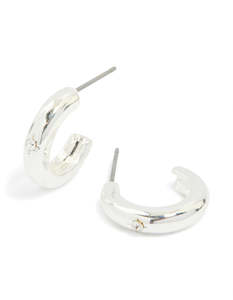 Star Earrings: Silver Diamante Star Centre Bubble Open Hoop Earrings