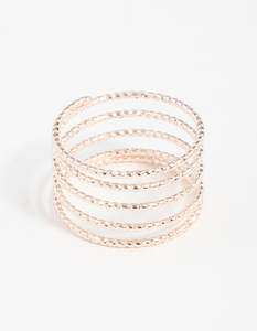 Rose Gold: Rose Gold Diamond Cut Spiral Ring