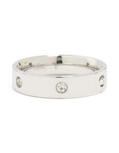 Bands: Waterproof Stainless Steel Cubic Zirconia Cocktail Band Ring