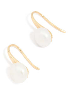 Gold Plated Freshwater Pearl Small Hook Earrings