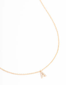 Rose Gold Fashion: Gold Plated Cubic Zirconia Letter A Necklace