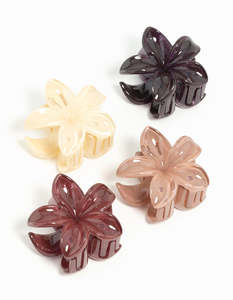 Neutrals: Neutral Frangipani Flower Mini Claw Clips 4-Pack