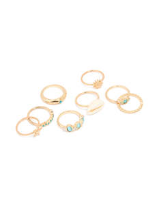 Blue: Gold Sea-Themed Rings 8-Pack