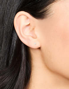 Waterproof Gold Plated Stainless Steel Cubic Zirconia Stud Earrings 3 MM