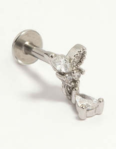 Cubic Zirconia Earrings: Surgical Steel Cubic Zirconia Marquise Drop Flat Back Stud