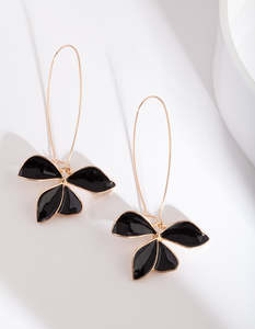 Statement Earrings: Black Gold Flower Earrings