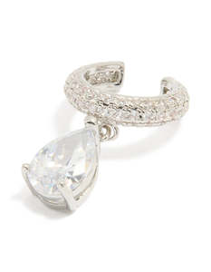 Statement Earrings: Silver Diamante Ear Cuff
