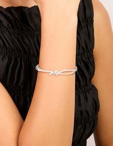 Bangles: Silver Cubic Zirconia Knotted Hinged Bangle