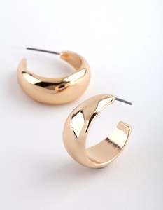 Gold Earrings: Gold Small Rounded Hoop Earrings