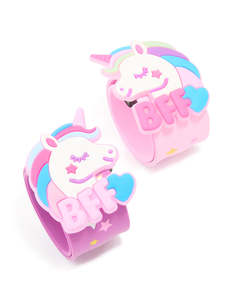 Kids Bracelets: Kids Pink & Purple BFF Unicorn Slap Band Pack