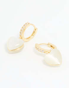 Heart Earrings: Gold Plated Diamante Heart Hoop Earrings