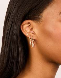 Ear Stacks: Gold Fish Cubic Zirconia Huggie & Stud Earrings 3-Pack